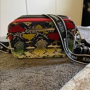 Steve Madden Red and Green Snakeskin Crossbody Bag